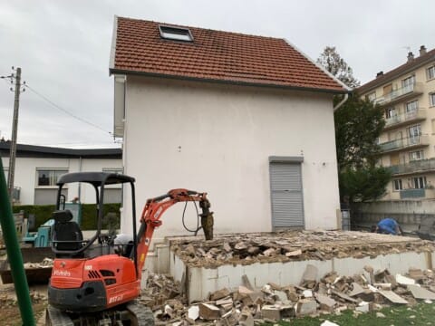 Démolition ancienne terrasse pour création extension habitation sur sous-sol à Dijon
